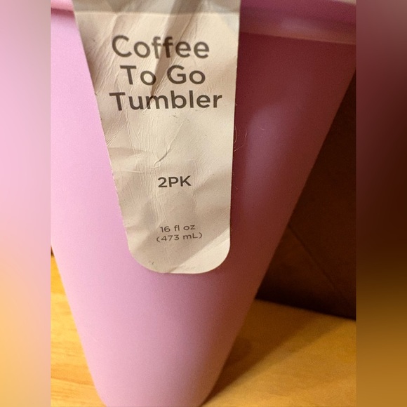 True Living “Bee Happy” Reusable Coffee Tumbler Set | Pink | 16 oz | 2 Pack - Picture 6 of 9